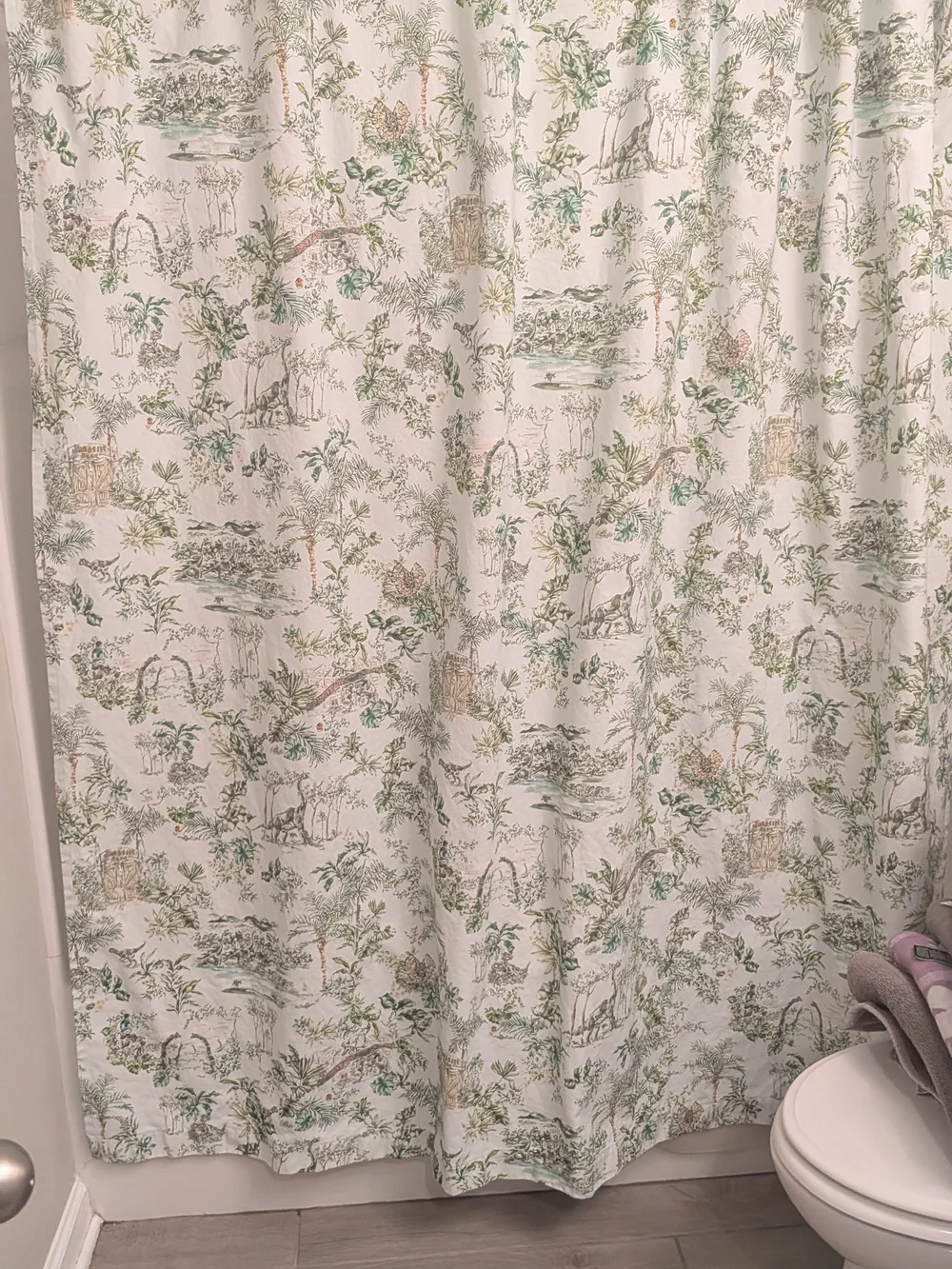 Hygge & West- Printed Botanical Shower Curtain - Neutral Green